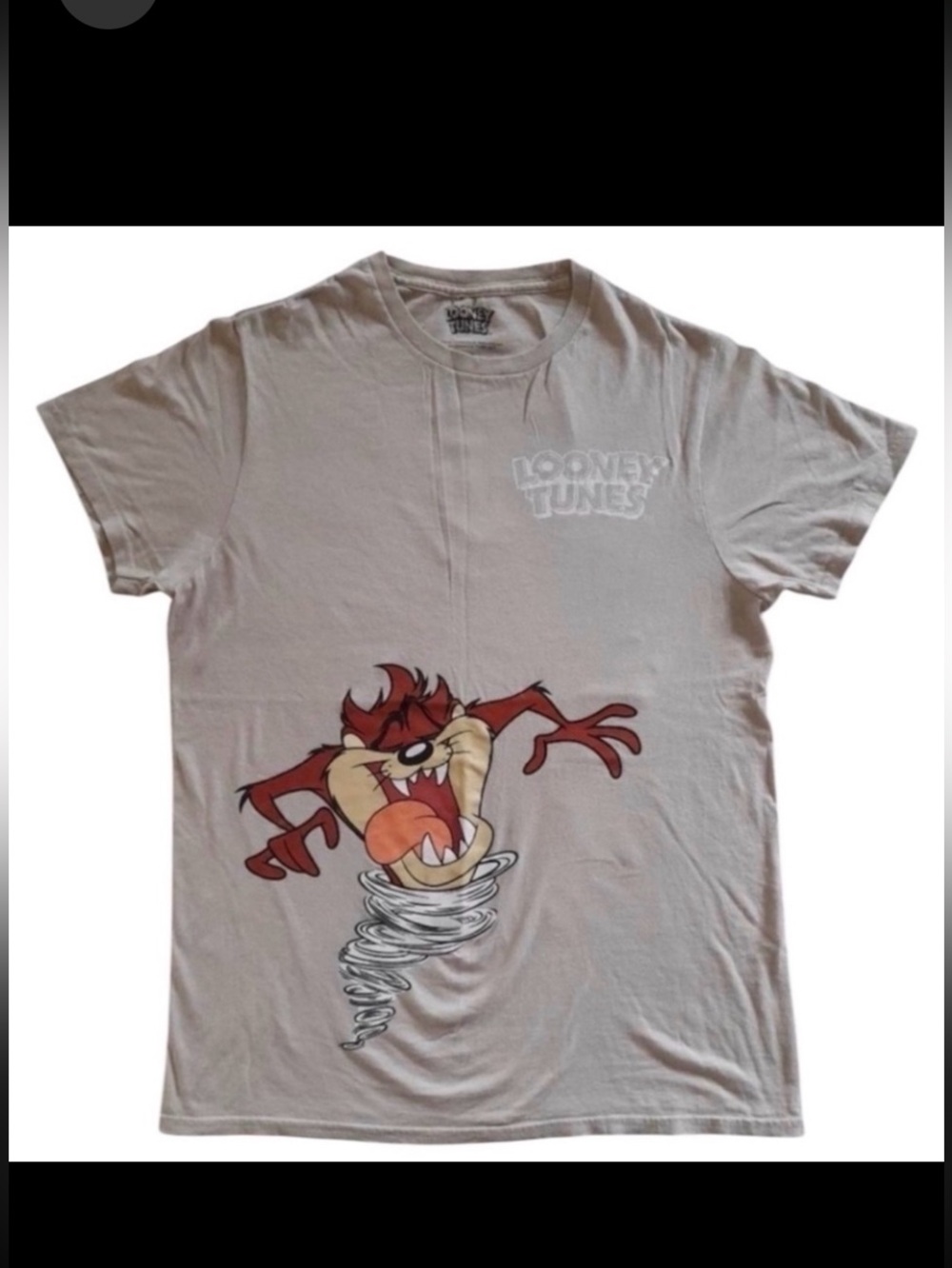 Looney Tunes Taz Marvin Bugs Bunny Double-Sided Graphic Tee Tan Medium